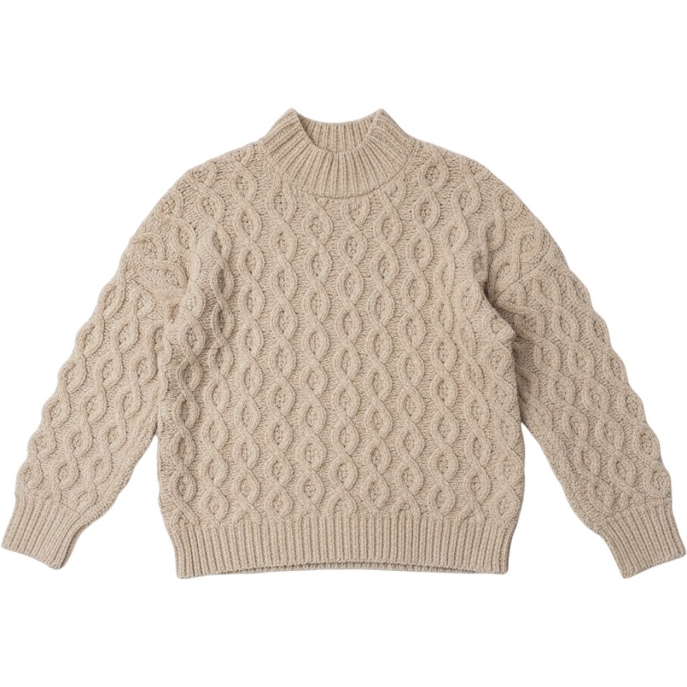 Sanctuary Cable Knit Sweater Womens S Beige Good Chenille Mock Neck CW1426NG8